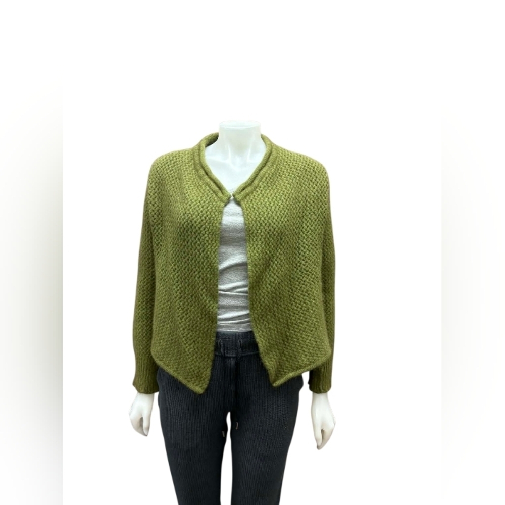 The Original Possumdown® Chunky Knit Open-Cardigan in Deep Olive Green Size XL